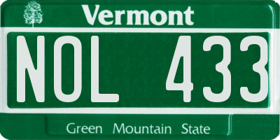 VT license plate NOL433