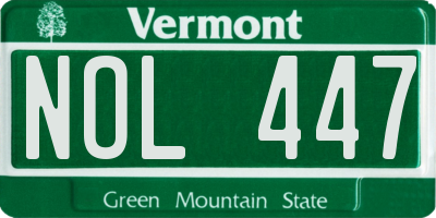 VT license plate NOL447