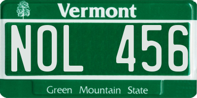 VT license plate NOL456