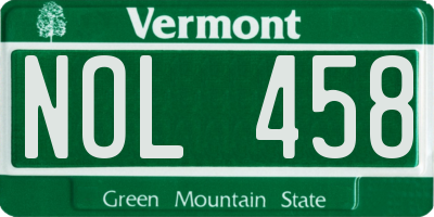 VT license plate NOL458