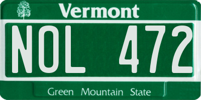 VT license plate NOL472