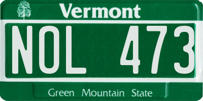 VT license plate NOL473