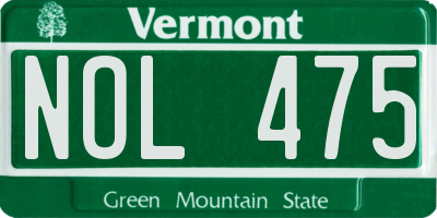VT license plate NOL475