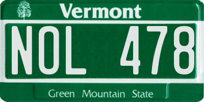 VT license plate NOL478