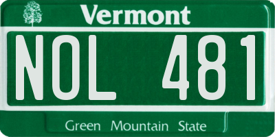 VT license plate NOL481