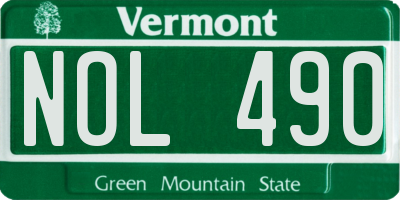 VT license plate NOL490