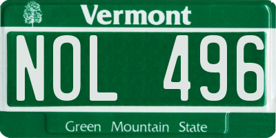 VT license plate NOL496