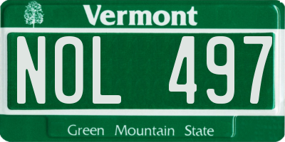 VT license plate NOL497