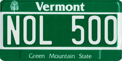 VT license plate NOL500