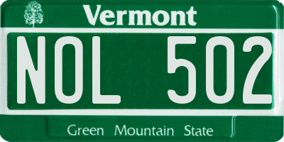 VT license plate NOL502