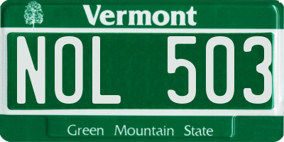 VT license plate NOL503