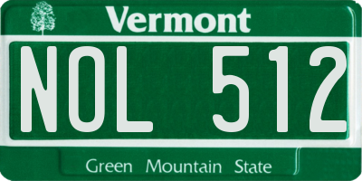 VT license plate NOL512