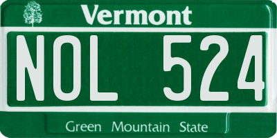 VT license plate NOL524