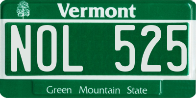 VT license plate NOL525