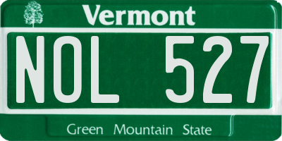 VT license plate NOL527