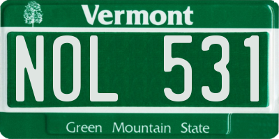 VT license plate NOL531