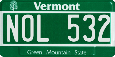 VT license plate NOL532