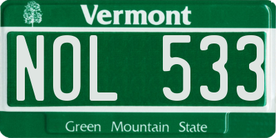 VT license plate NOL533