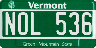 VT license plate NOL536