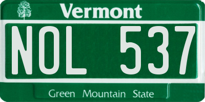 VT license plate NOL537