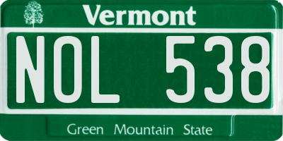 VT license plate NOL538
