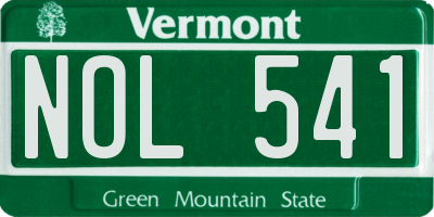 VT license plate NOL541