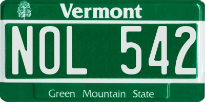 VT license plate NOL542