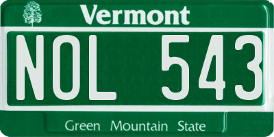 VT license plate NOL543