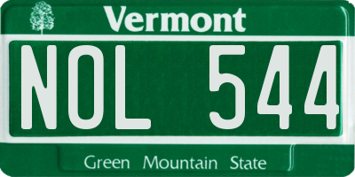 VT license plate NOL544