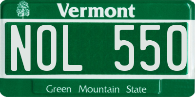 VT license plate NOL550