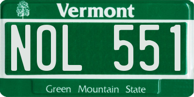 VT license plate NOL551