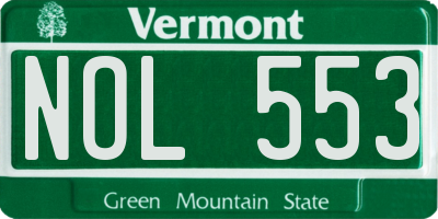 VT license plate NOL553
