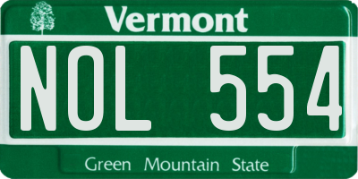VT license plate NOL554