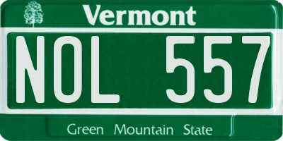 VT license plate NOL557