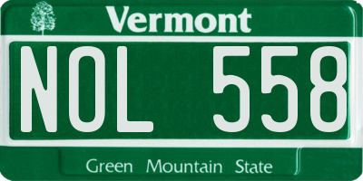 VT license plate NOL558