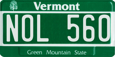 VT license plate NOL560