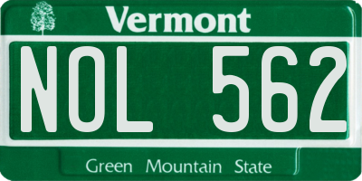 VT license plate NOL562