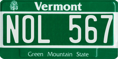 VT license plate NOL567
