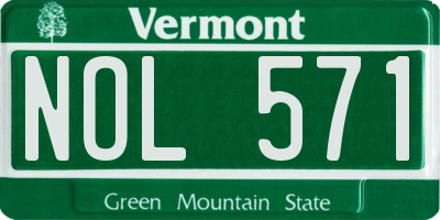 VT license plate NOL571