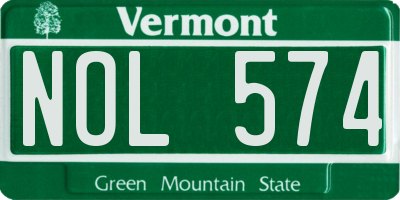 VT license plate NOL574