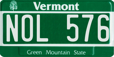 VT license plate NOL576