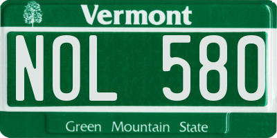 VT license plate NOL580