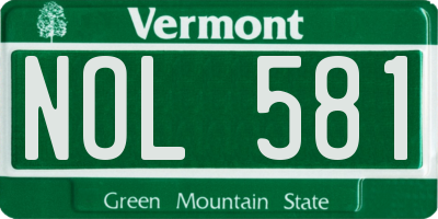 VT license plate NOL581