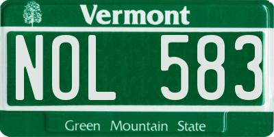 VT license plate NOL583