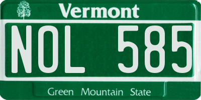 VT license plate NOL585