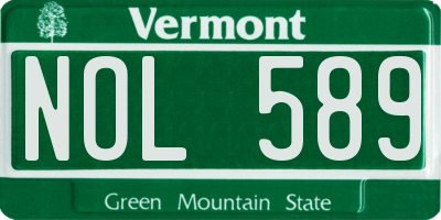 VT license plate NOL589