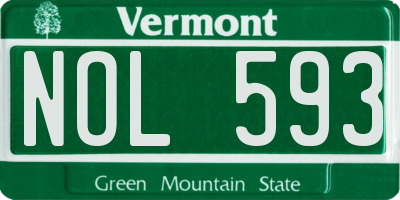 VT license plate NOL593