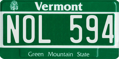 VT license plate NOL594