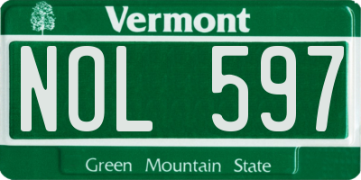 VT license plate NOL597