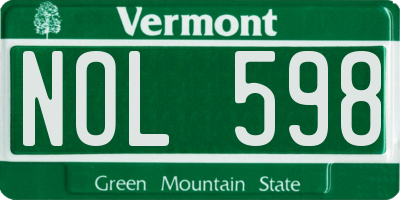 VT license plate NOL598